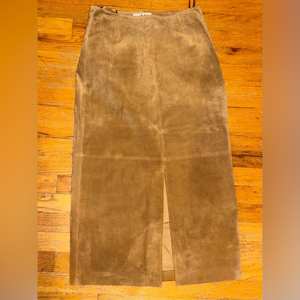 Women’s long leather tan skirt